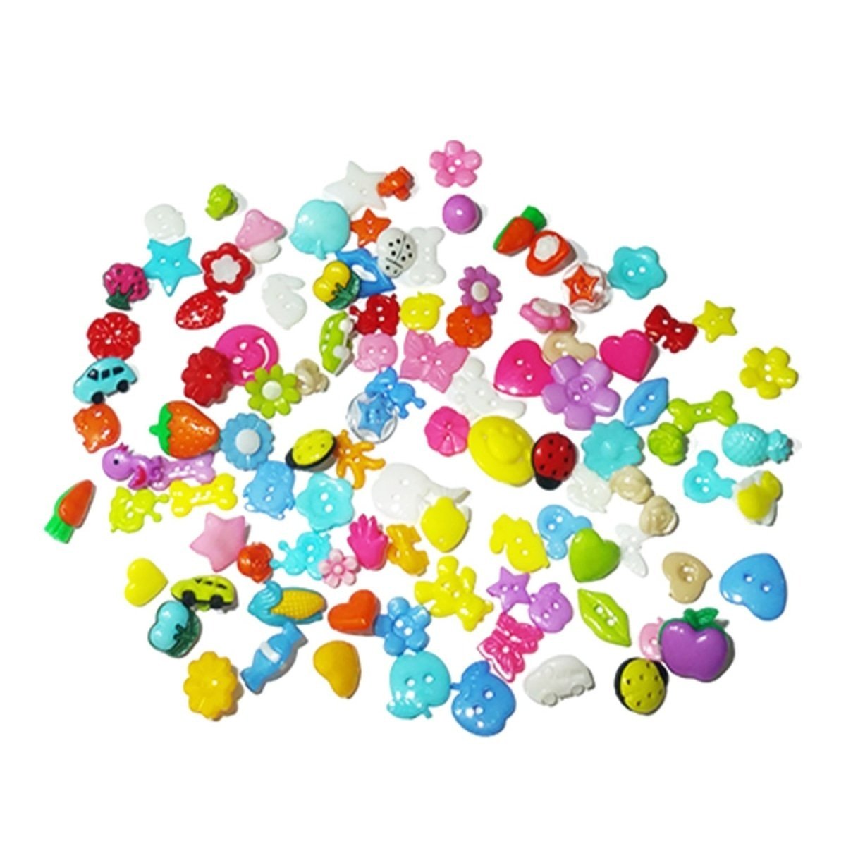 100pcs 10-15mm Round 2-Hole Resin Buttons Flatback