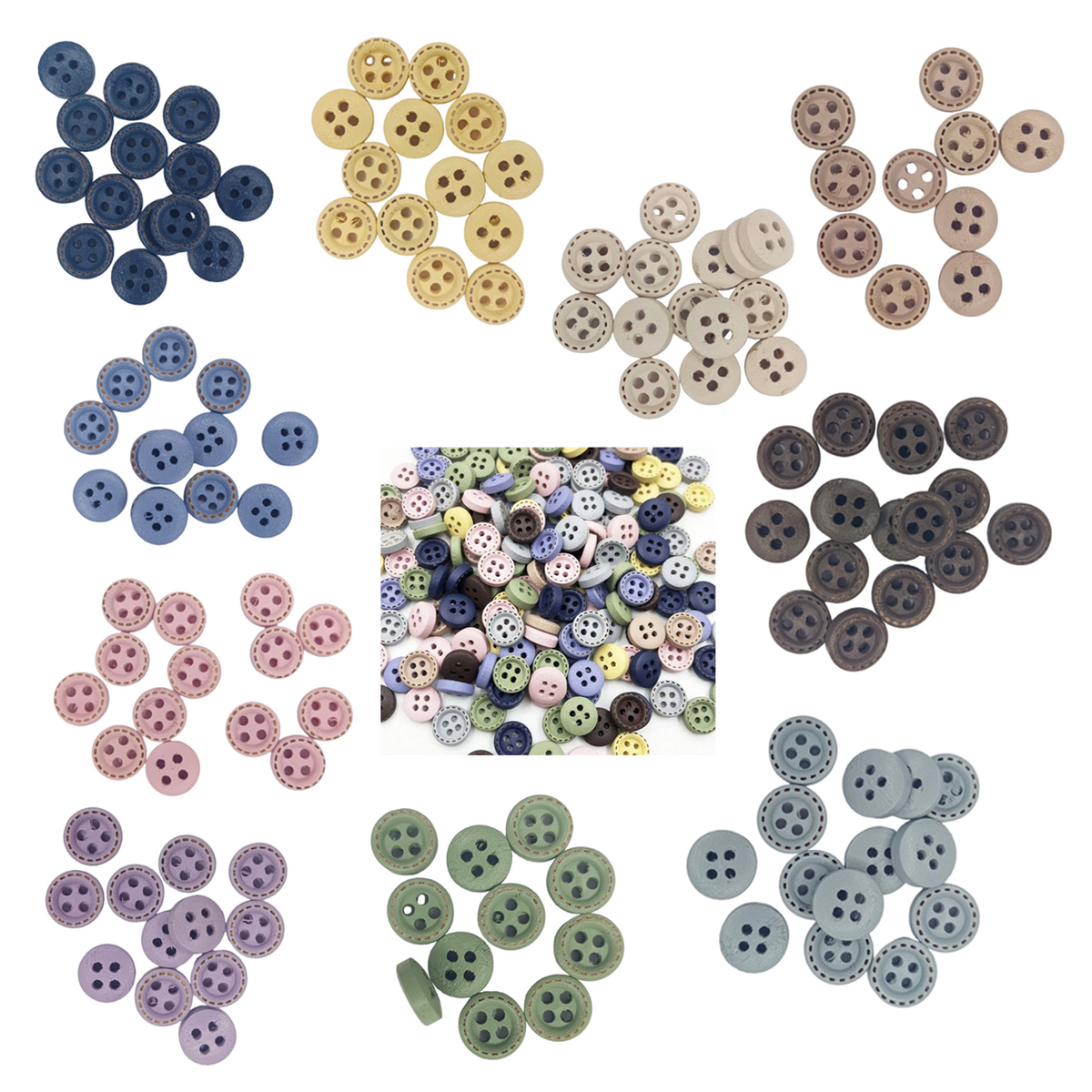 10mm Round Dotted Line Wood Buttons