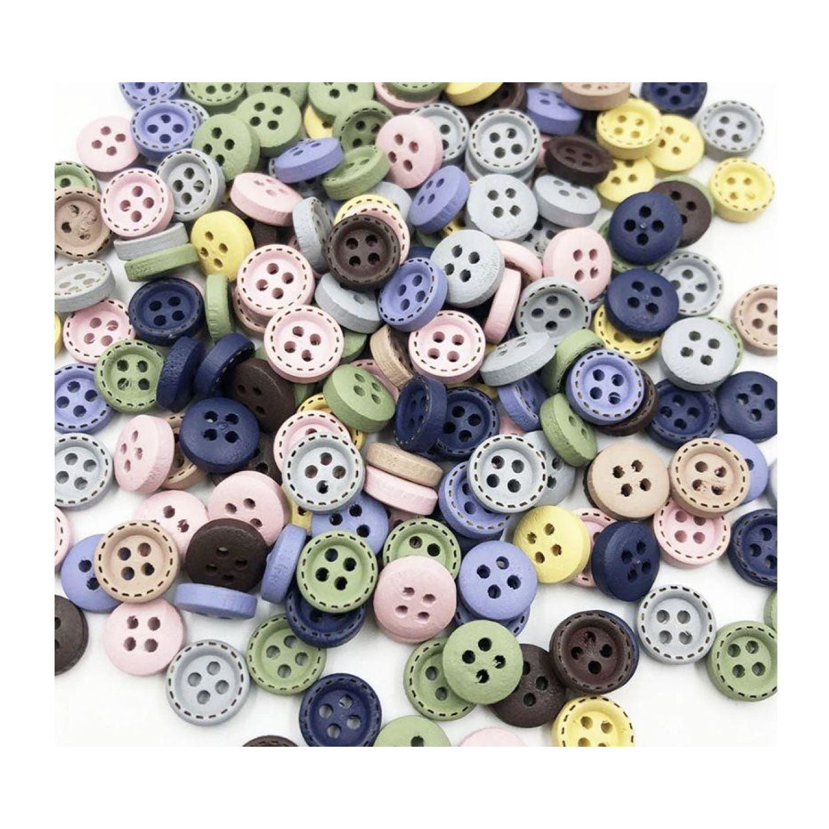 10mm Round Dotted Line Wood Buttons – 25pcs Mixed Colours, 200pcs Mixed Colours