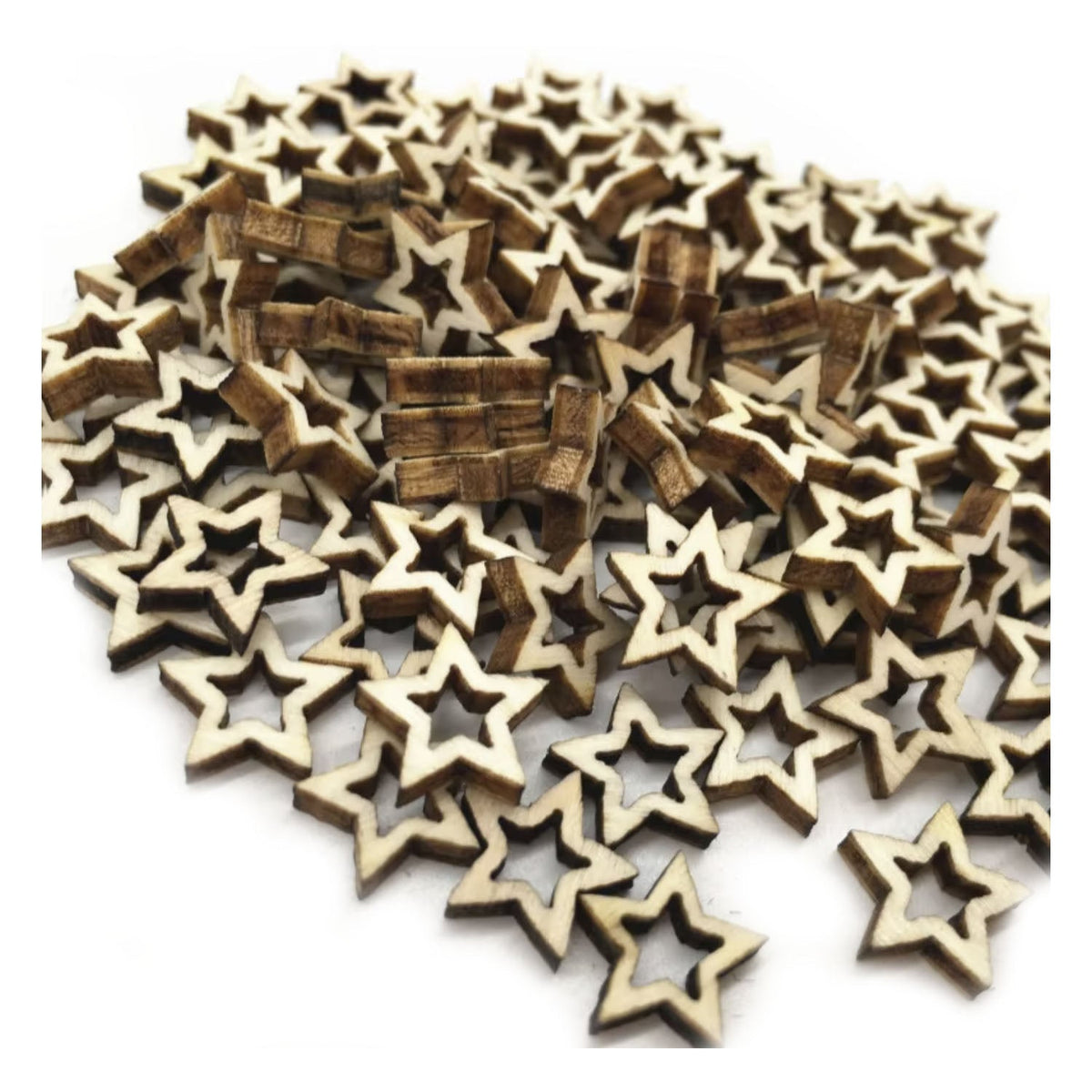 Wooden Stars Confetti 10-30mm Mixed Pack – 10mm Only / 50pcs, 10mm Only / 100pcs