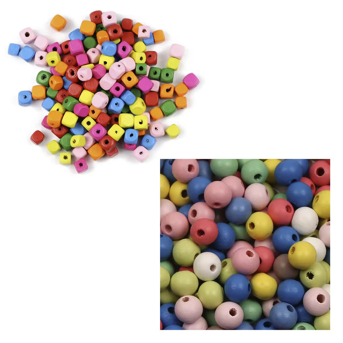 10mm Natural Wooden Beads – Round or Square