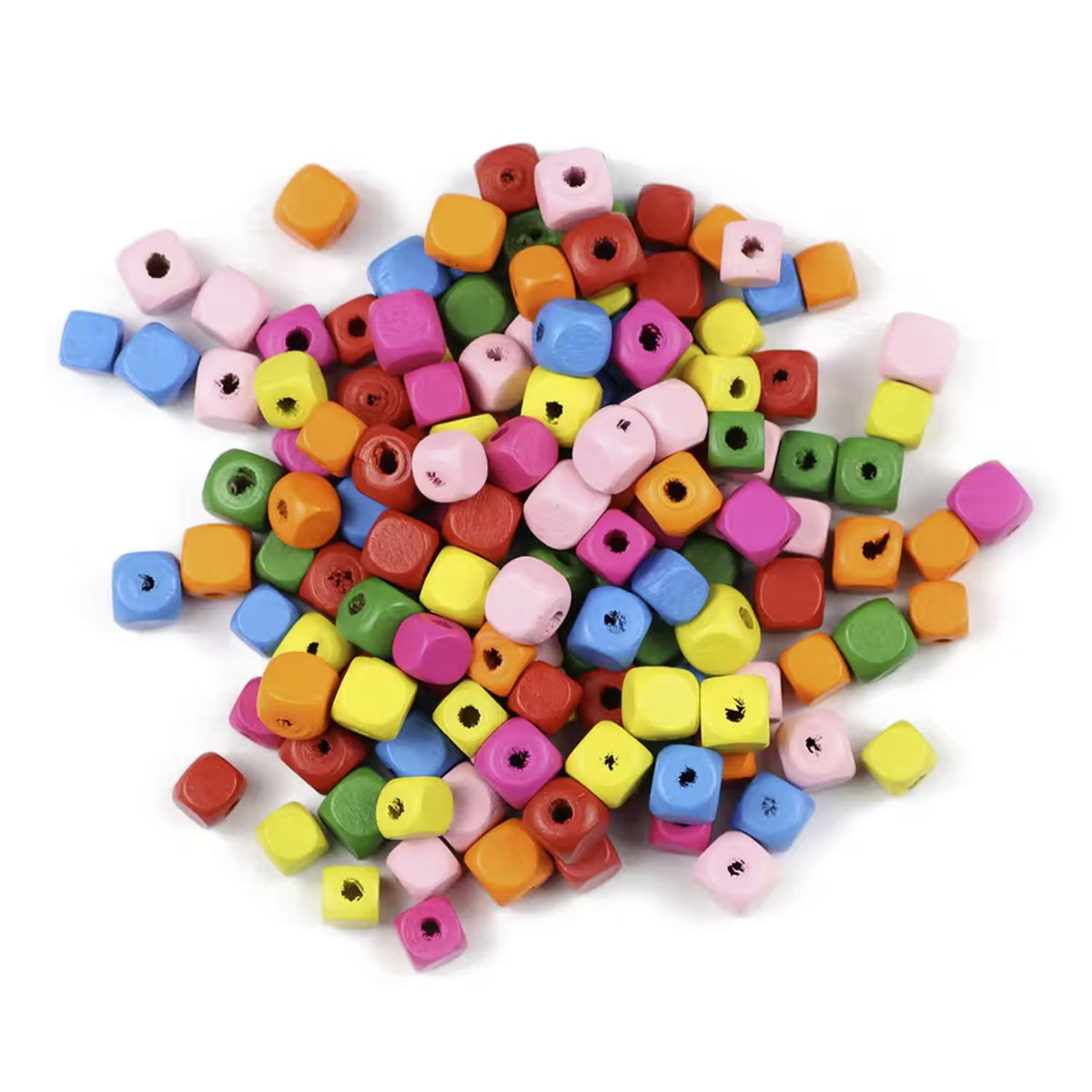 10mm Natural Wooden Beads – Round or Square – Square / 50pcs, Square / 100pcs