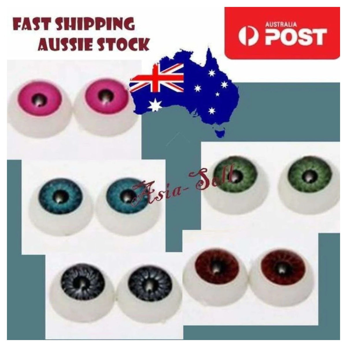 10pcs 12mm Plastic Doll Eyes with 8mm Iris – Pink, Blue, Brown, Green, Grey