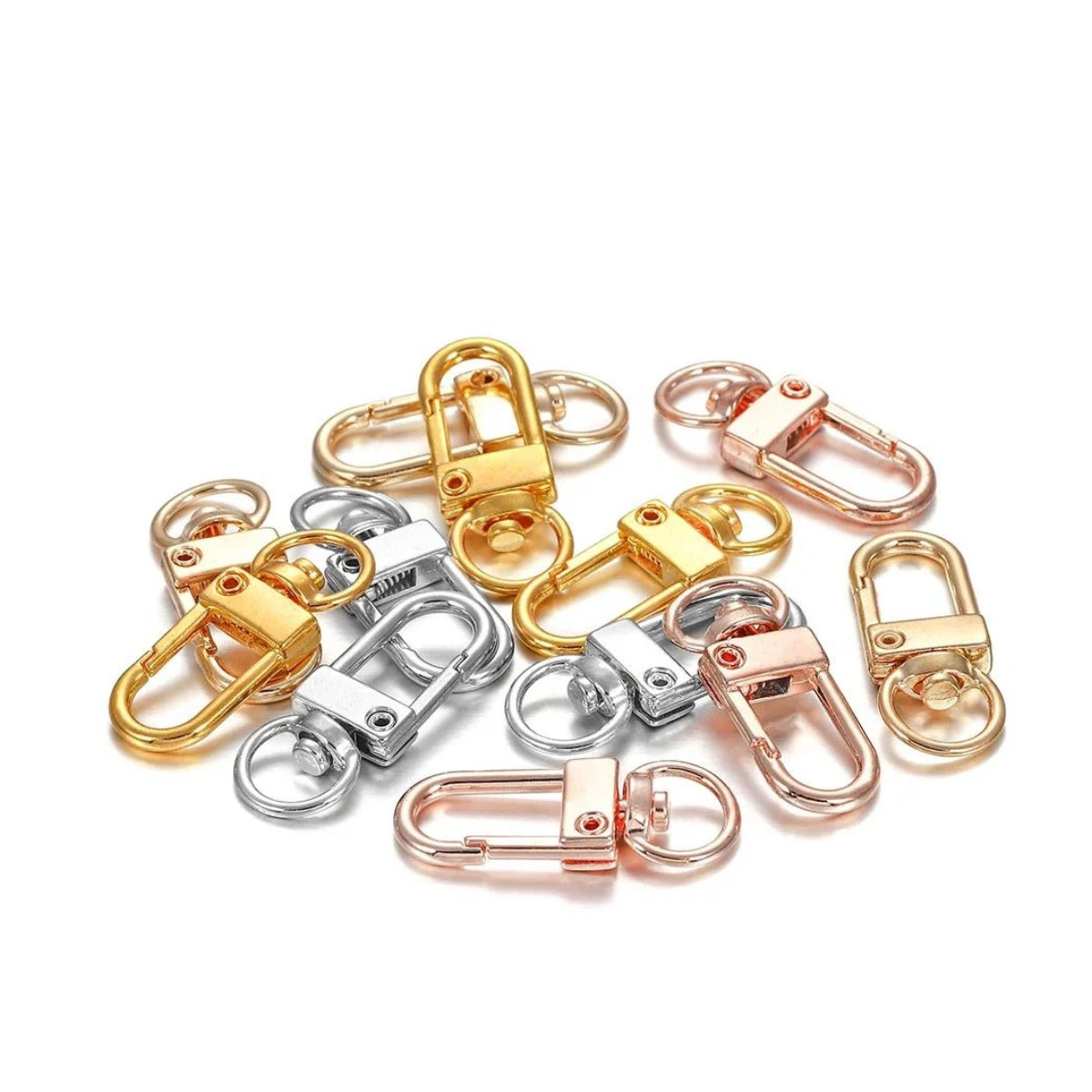 12x33mm Gold Rhodium Keyring Lobster Clasp – 10pcs – Rose Gold Silver