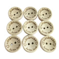 10pcs 2-Hole Round Wooden Buttons – 15mm "Handmade with Love", 25mm "Handmade with Love"