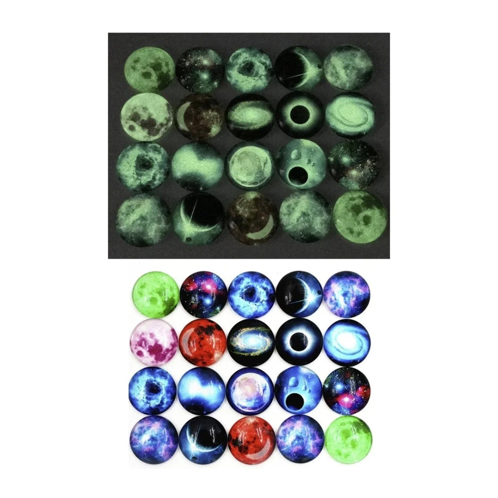 Mixed Luminous Stars Glass Cabochons 20mm & 25mm – Pack of 10 – 20mm, 25mm
