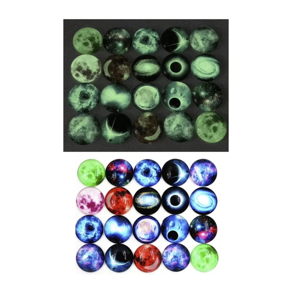 Mixed Luminous Stars Glass Cabochons 20mm & 25mm – Pack of 10 – 20mm, 25mm