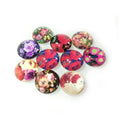 10 Mixed Round Flower Glass Cabochons 20mm – Set 1