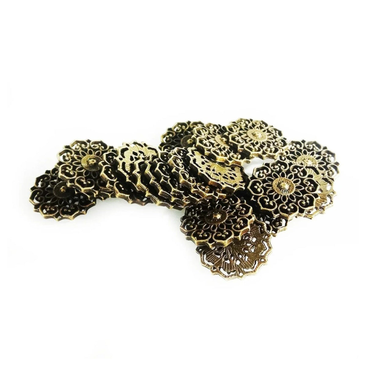 Antique Zinc Alloy Flower Pendant Charm 20mm/31.5mm – 10pcs – Bronze 20mm