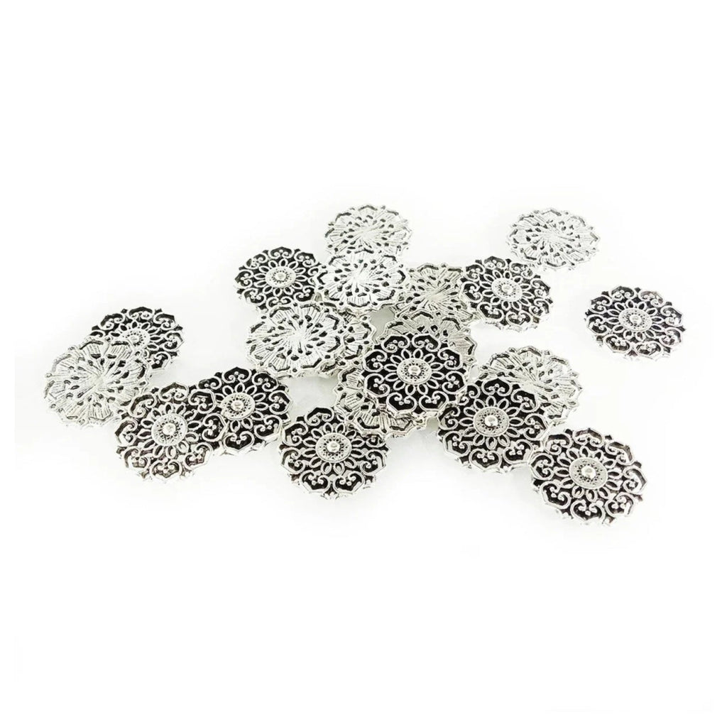 Antique Zinc Alloy Flower Pendant Charm 20mm/31.5mm – 10pcs – Silver 20mm