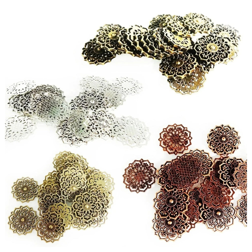 Antique Zinc Alloy Flower Pendant Charm 20mm/31.5mm – 10pcs