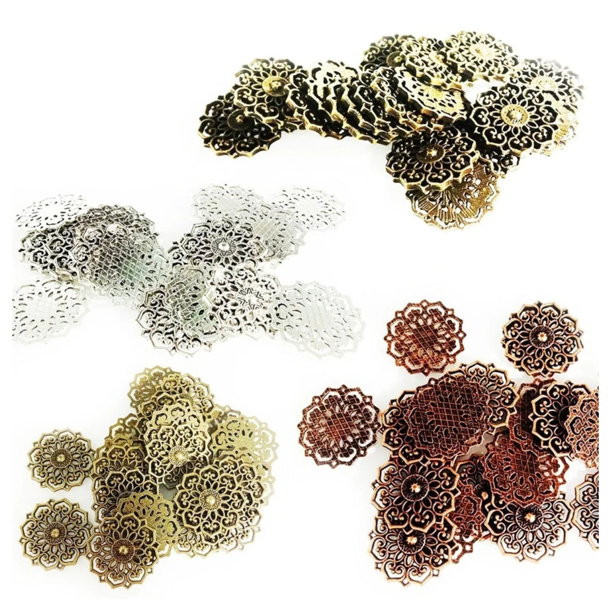 Antique Zinc Alloy Flower Pendant Charm 20mm/31.5mm – 10pcs