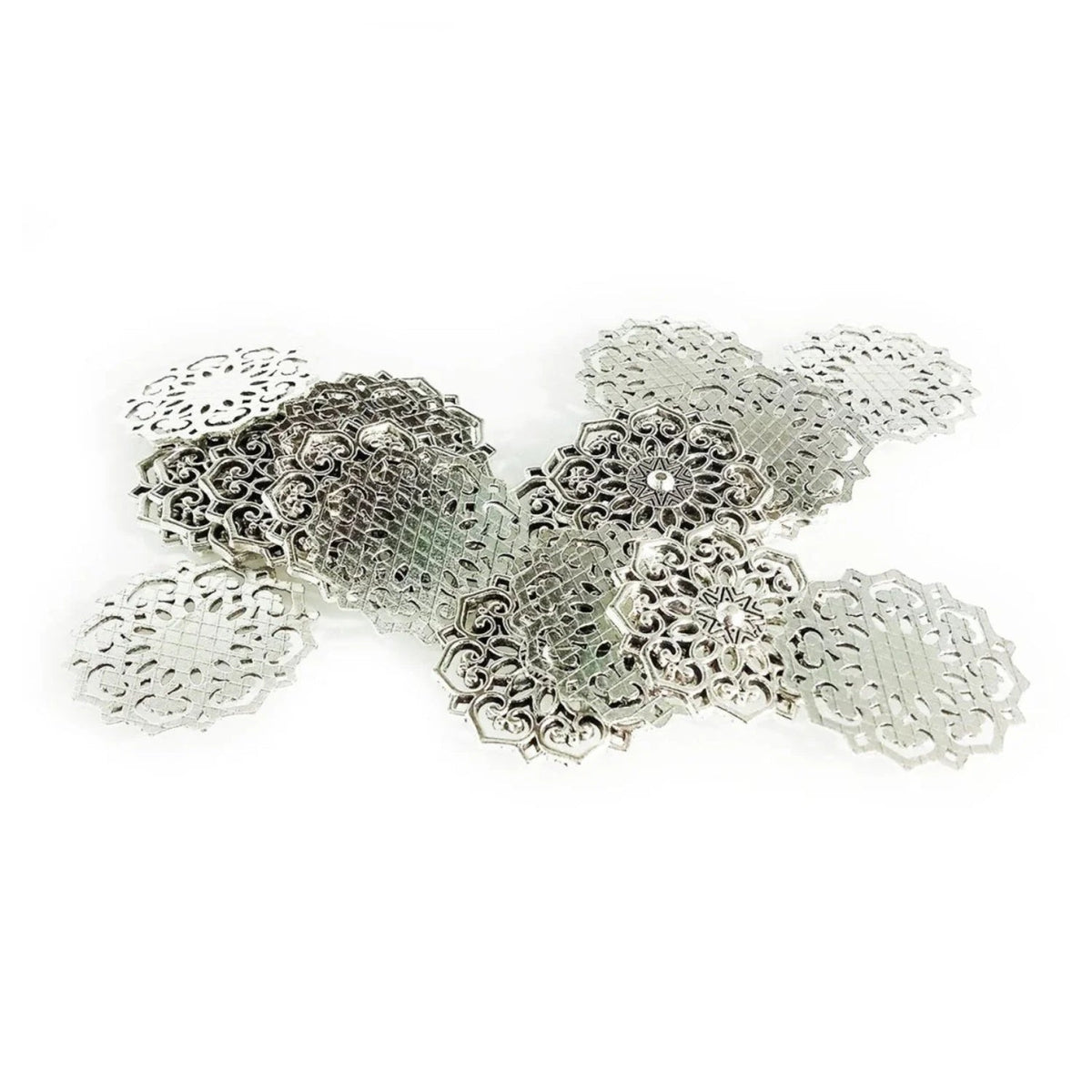 Antique Zinc Alloy Flower Pendant Charm 20mm/31.5mm – 10pcs – Silver 31.5mm