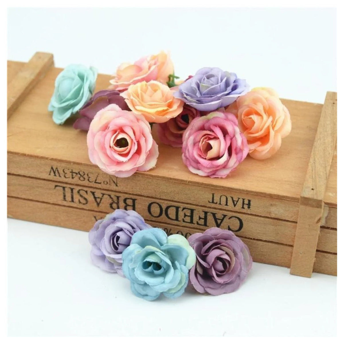 10 Mini Rose Cloth Flowers 2.5cm – Mixed Colours