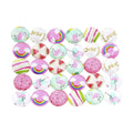10 x 25mm Mixed Pink Rainbow Flamingo Stripes Glass Cabochons