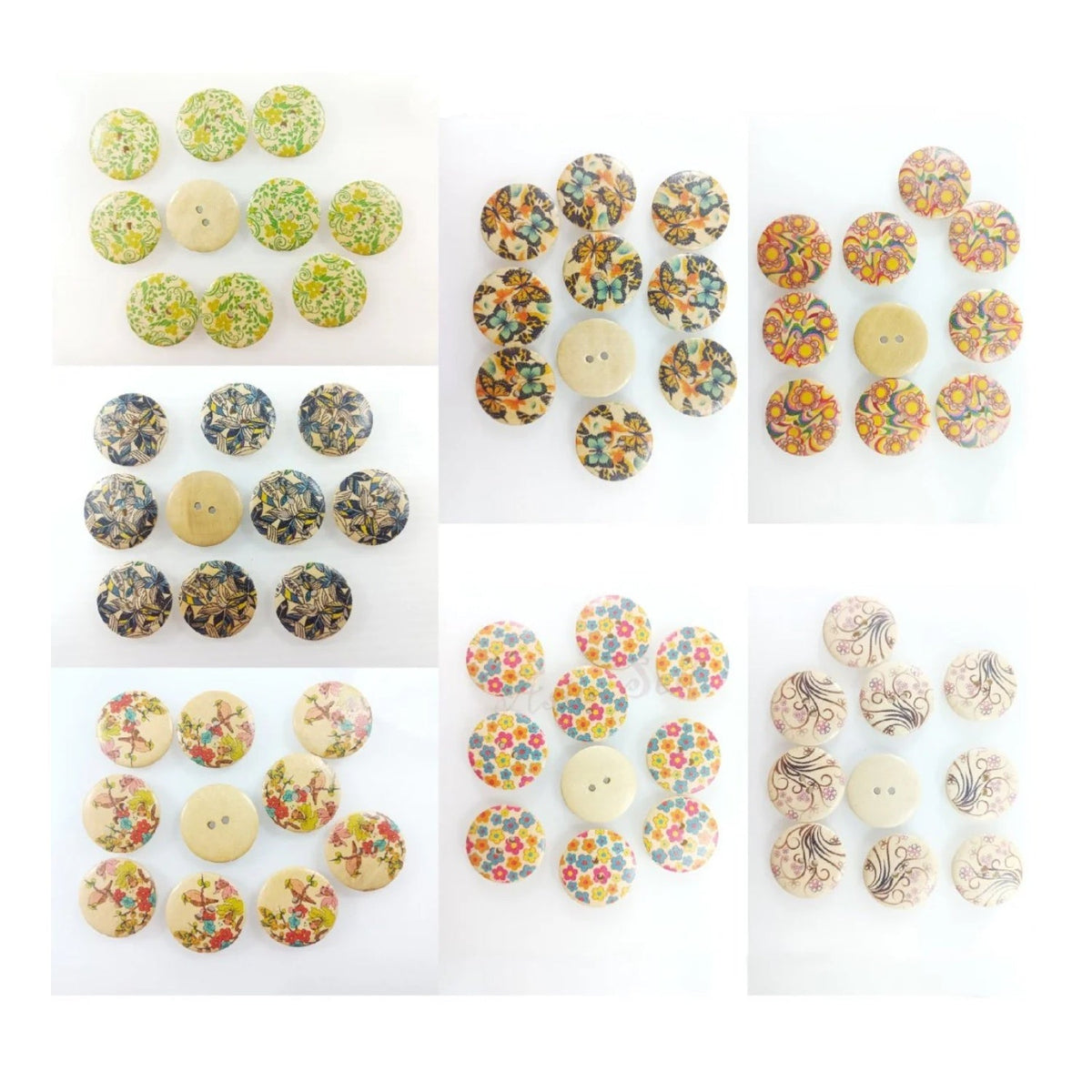 30mm Painted Wooden 4-Hole Buttons – 10pcs