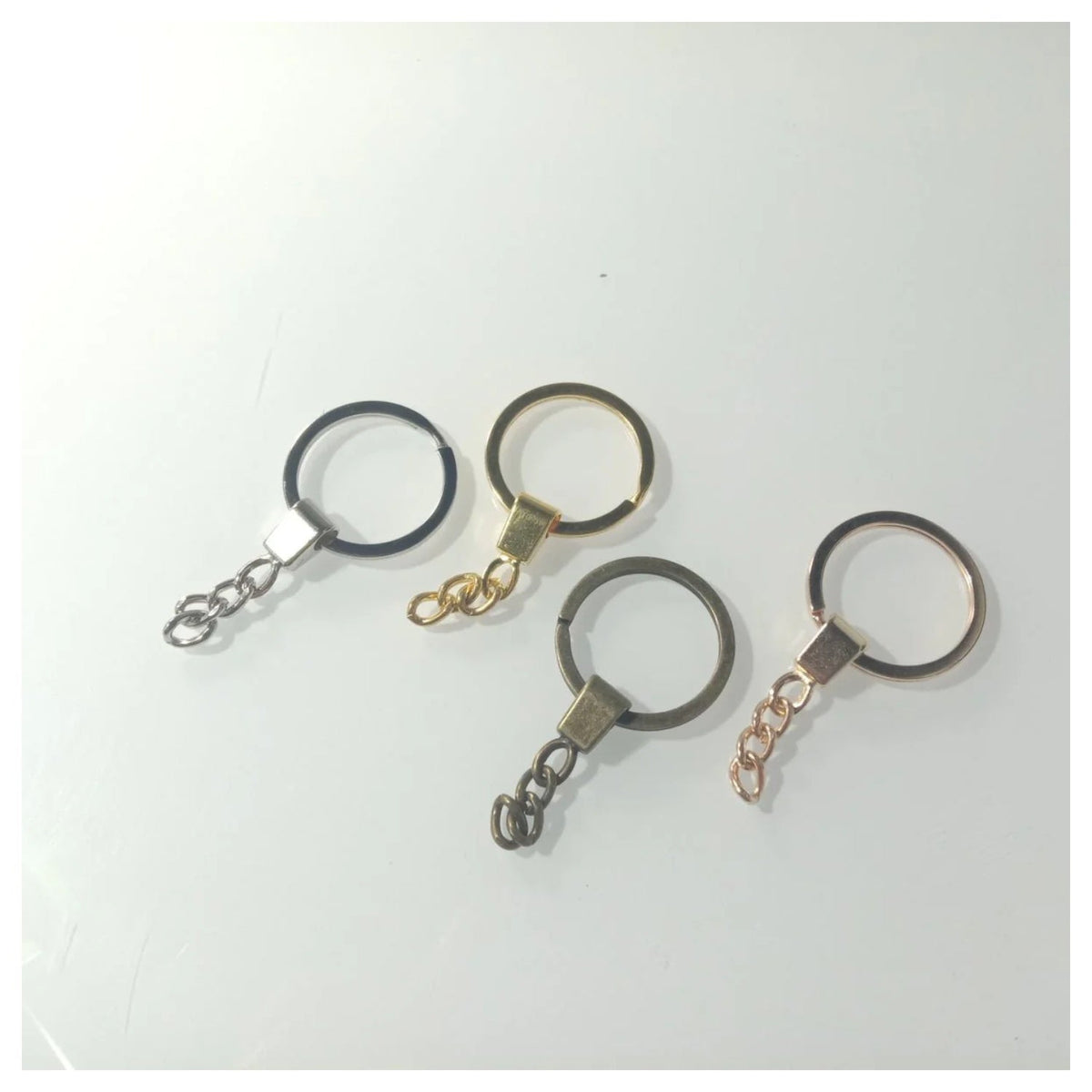 10 × 30mm KC Gold Bronze Rhodium Keyring with Split Ring