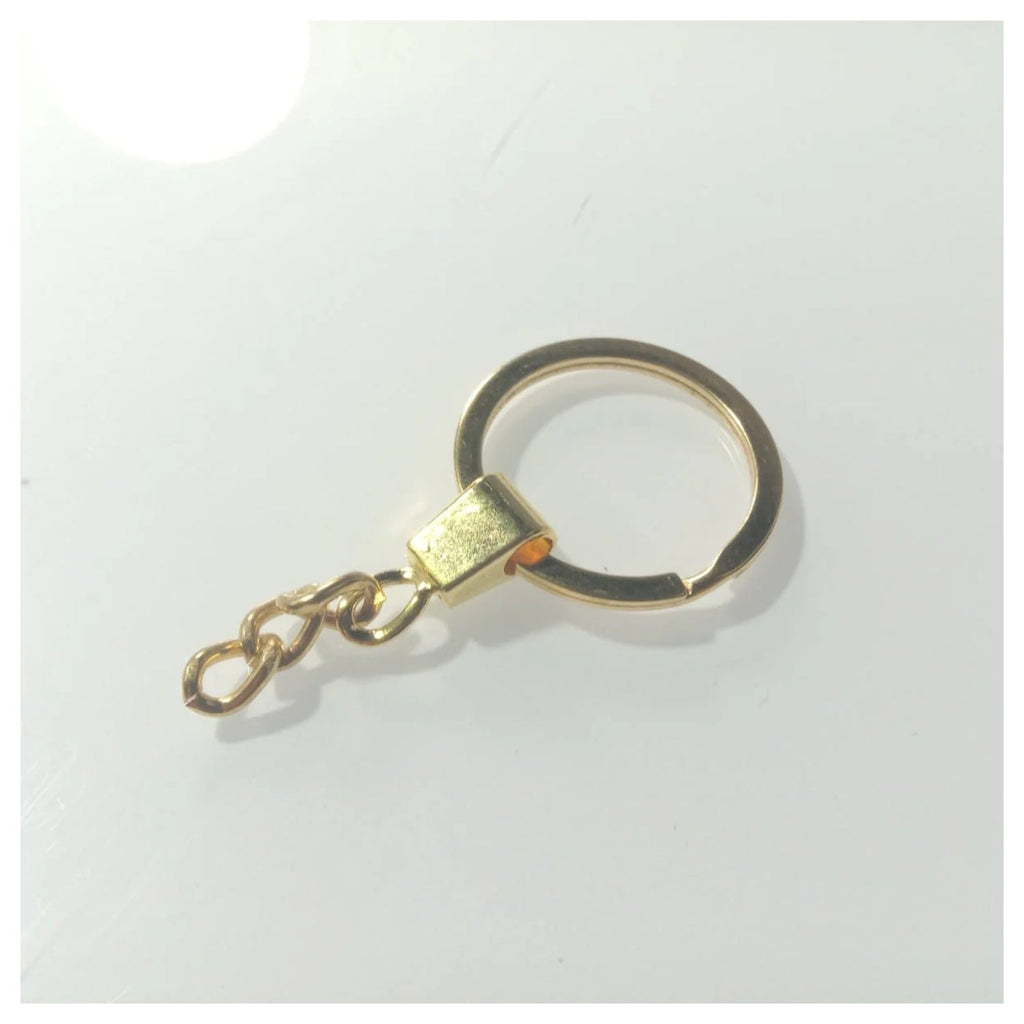 10 × 30mm KC Gold Bronze Rhodium Keyring with Split Ring – Gold