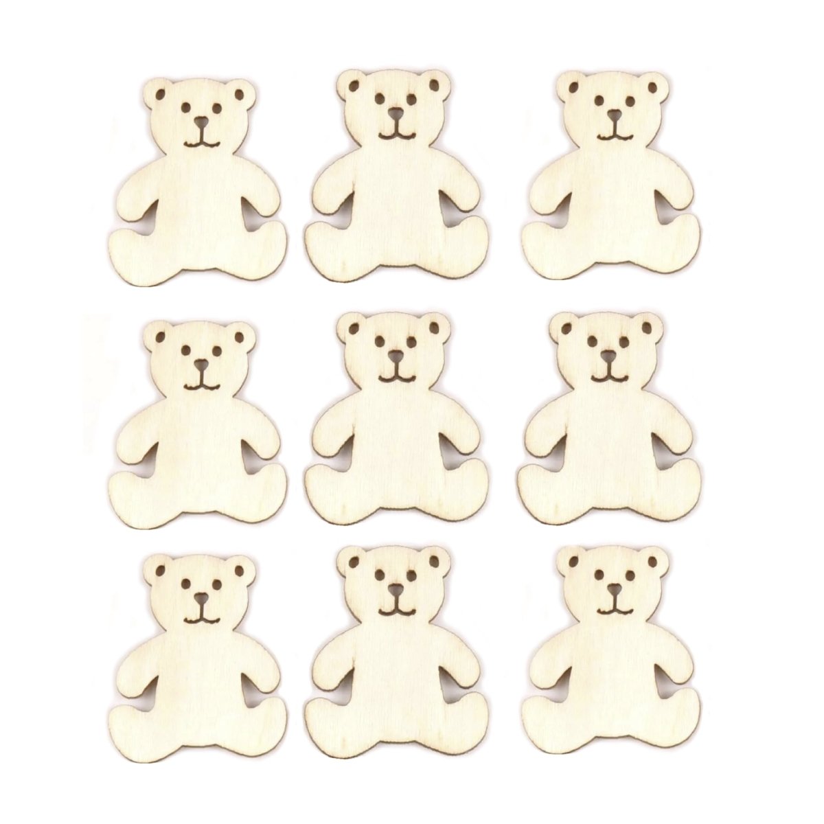 10pcs 42×49mm Bear Pattern Wooden Ornaments