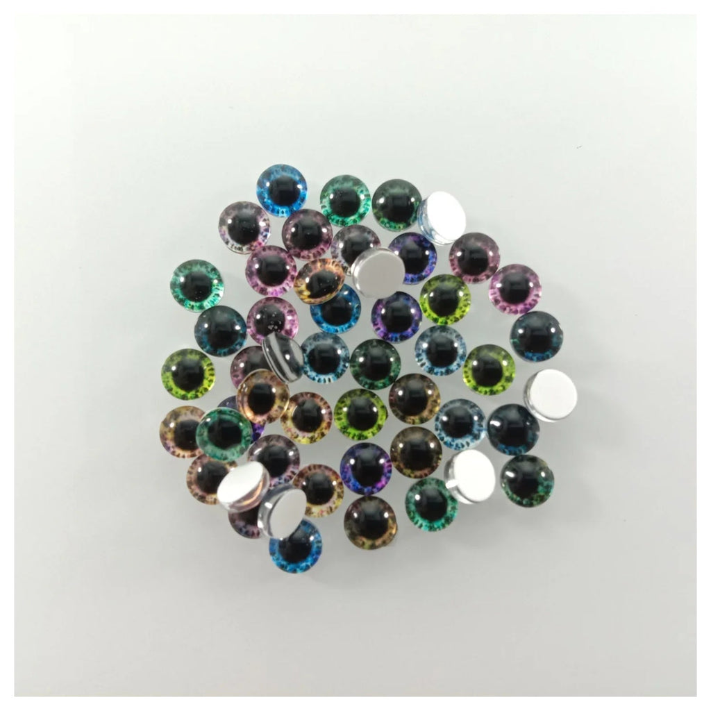 60pcs Mixed Dragon Eyes Round Glass Cabochon Flatback