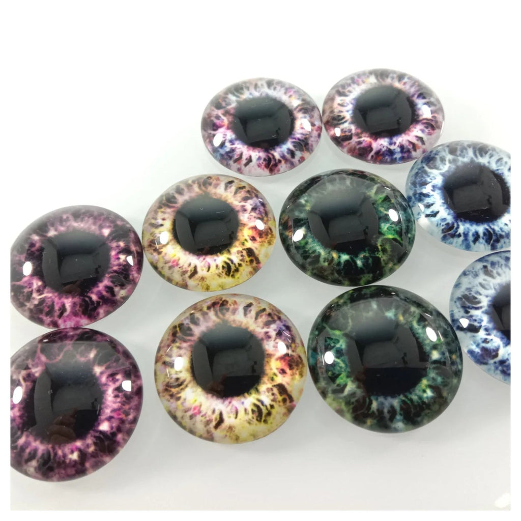60pcs Mixed Dragon Eyes Round Glass Cabochon Flatback
