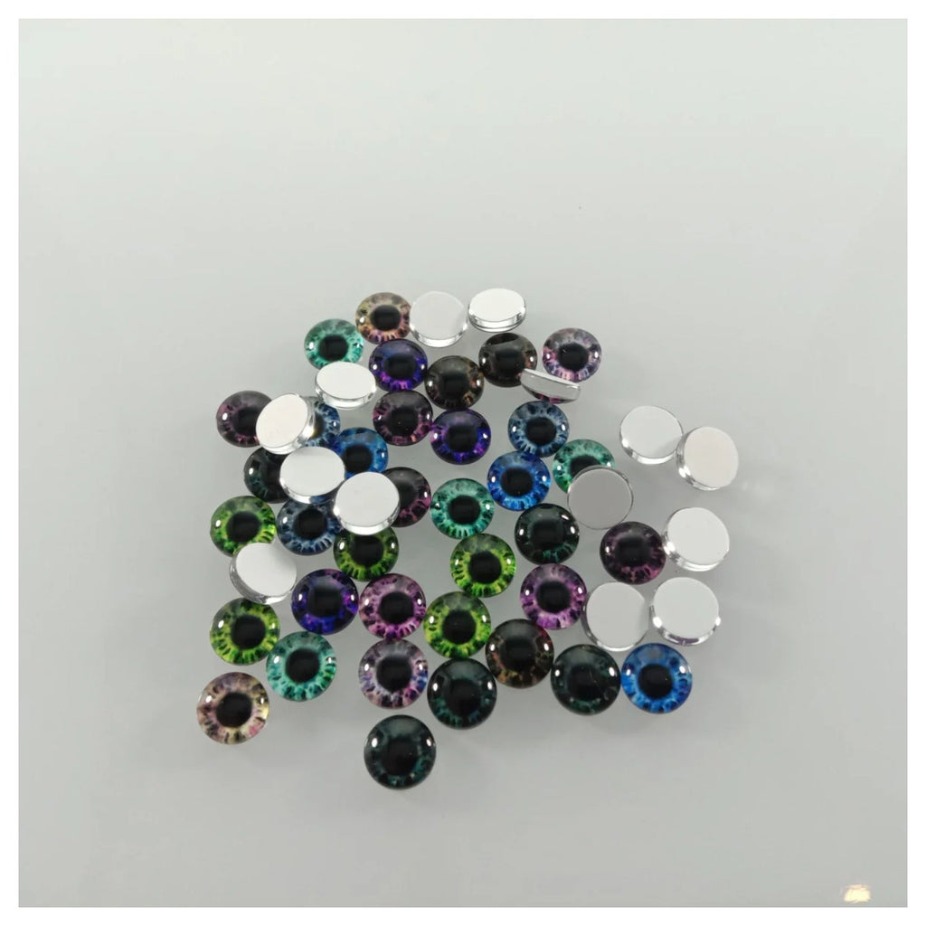 60pcs Mixed Dragon Eyes Round Glass Cabochon Flatback