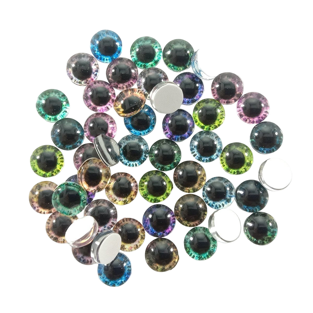 Mixed Dragon Eyes Round Glass Cabochon Flatback Photo Cabochons