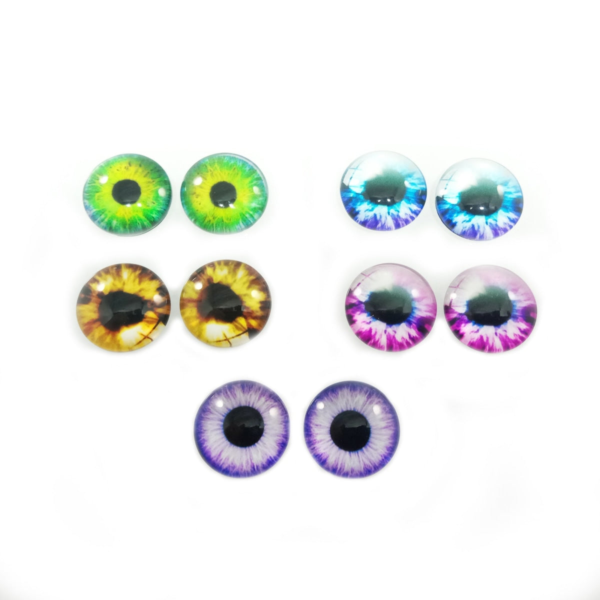 10mm/12mm Glass Eyes Cabochon – 10pcs Mixed Set – 10x 6-12mm Glass Eyes - Mixed Set 4
