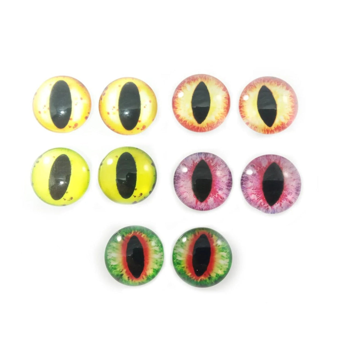 10pcs Glass Cabochon Eyes 6mm-12mm Mixed Colours – 6mm - 24. Mixed Set 1