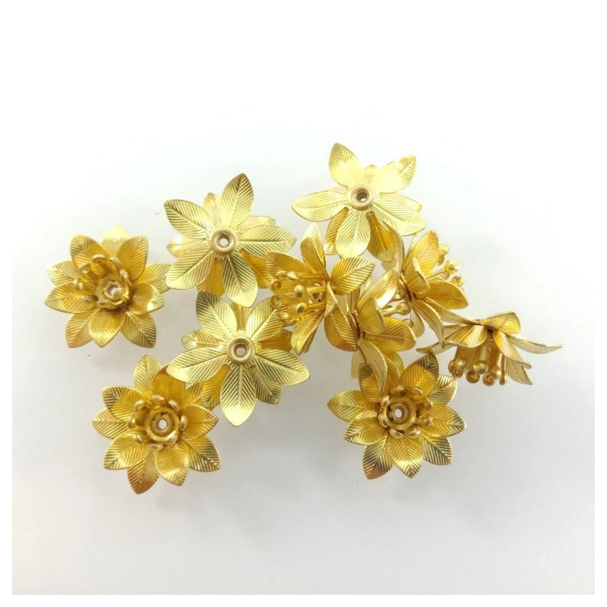 10pcs 6x15mm Copper Filigree Flowers Base Connector Bead Cap Charms