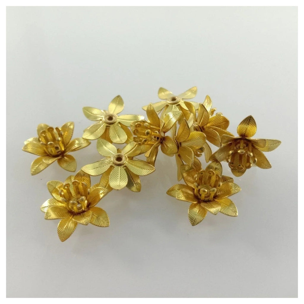 10pcs 6x15mm Copper Filigree Flowers Base Connector Bead Cap Charms