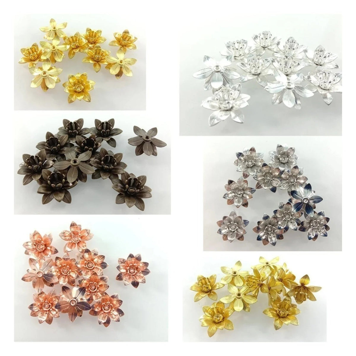 10pcs 6x15mm Copper Filigree Flowers Base Connector Bead Cap Charms