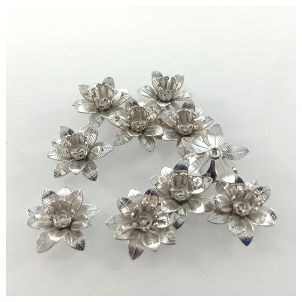 10pcs 6x15mm Copper Filigree Flowers Base Connector Bead Cap Charms