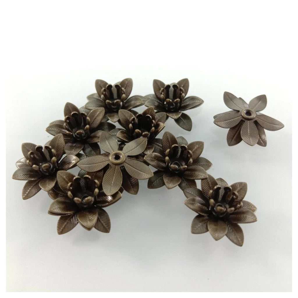 10pcs 6x15mm Copper Filigree Flowers Base Connector Bead Cap Charms