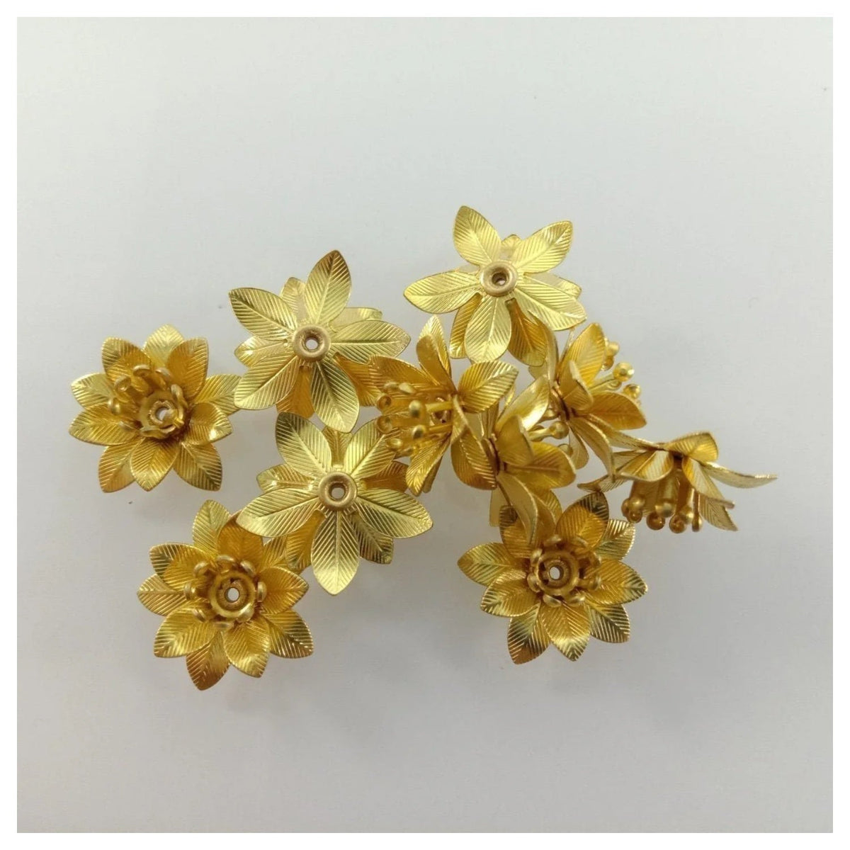 10pcs 6x15mm Copper Filigree Flowers Base Connector Bead Cap Charms