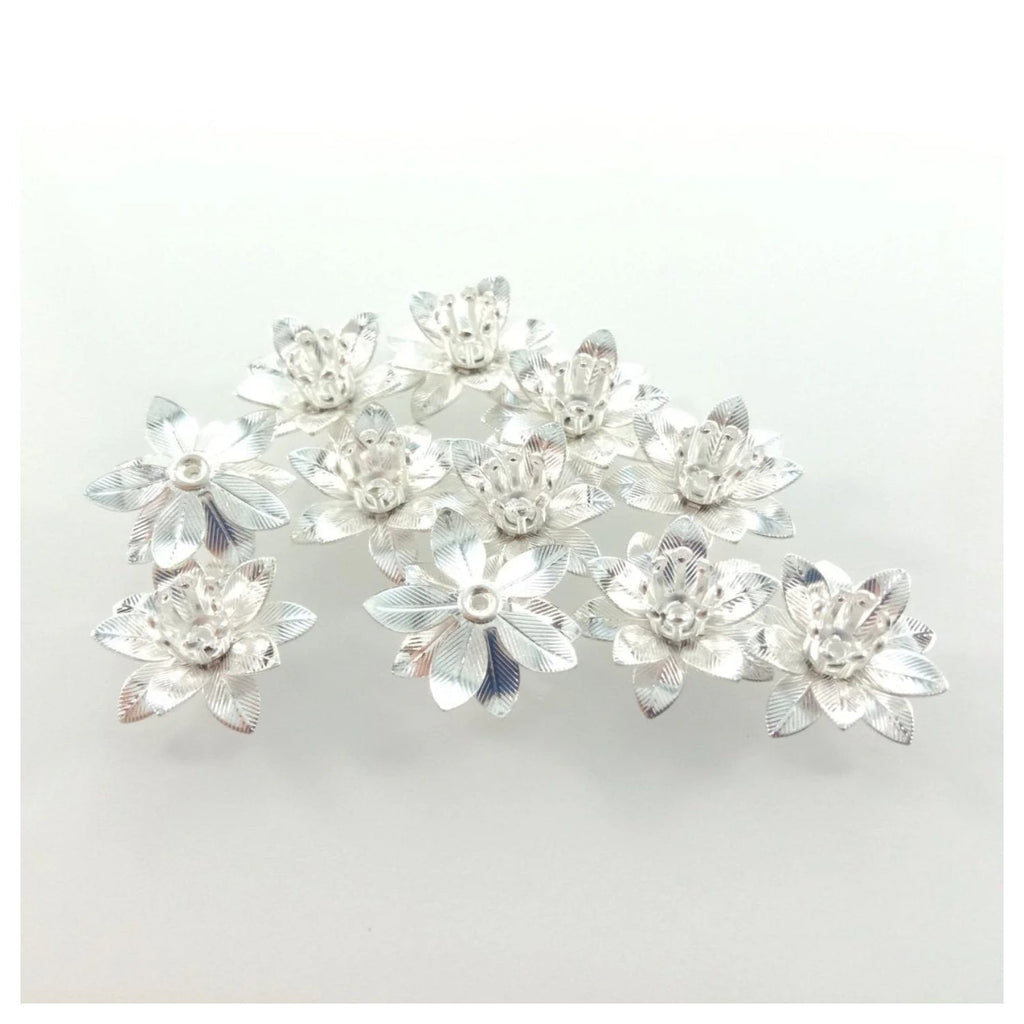 10pcs 6x15mm Copper Filigree Flowers Base Connector Bead Cap Charms
