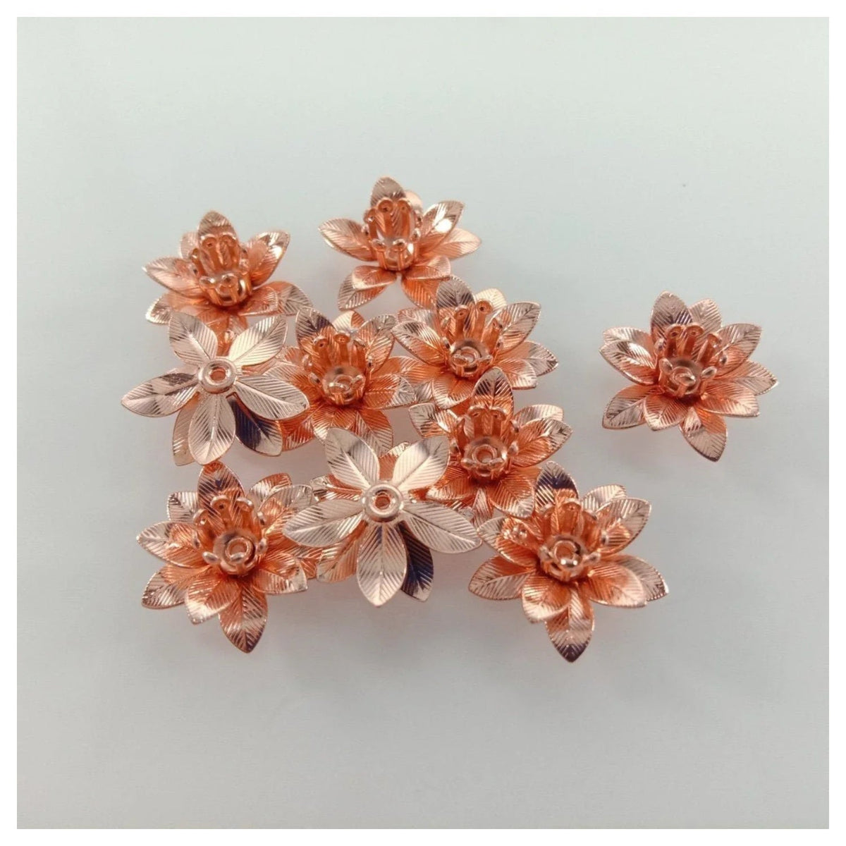 10pcs 6x15mm Copper Filigree Flowers Base Connector Bead Cap Charms