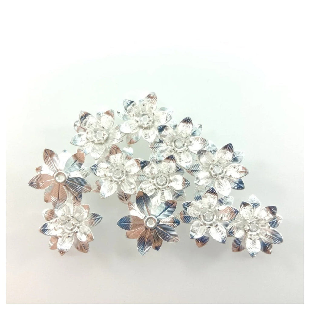 10pcs 6x15mm Copper Filigree Flowers Base Connector Bead Cap Charms
