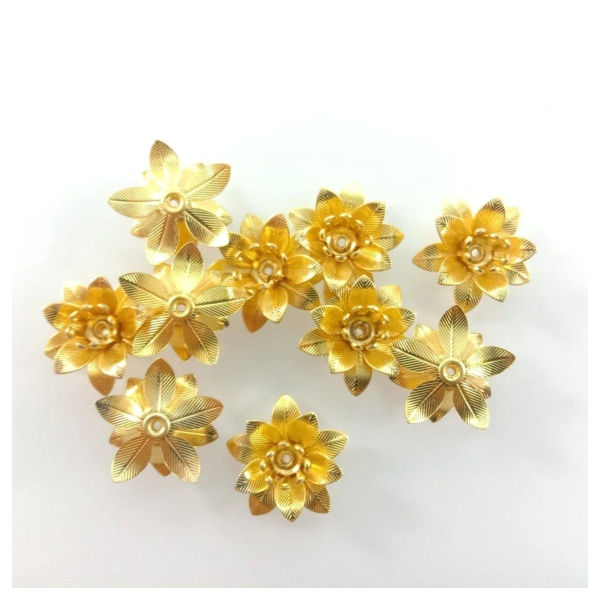 10pcs 6x15mm Copper Filigree Flowers Base Connector Bead Cap Charms