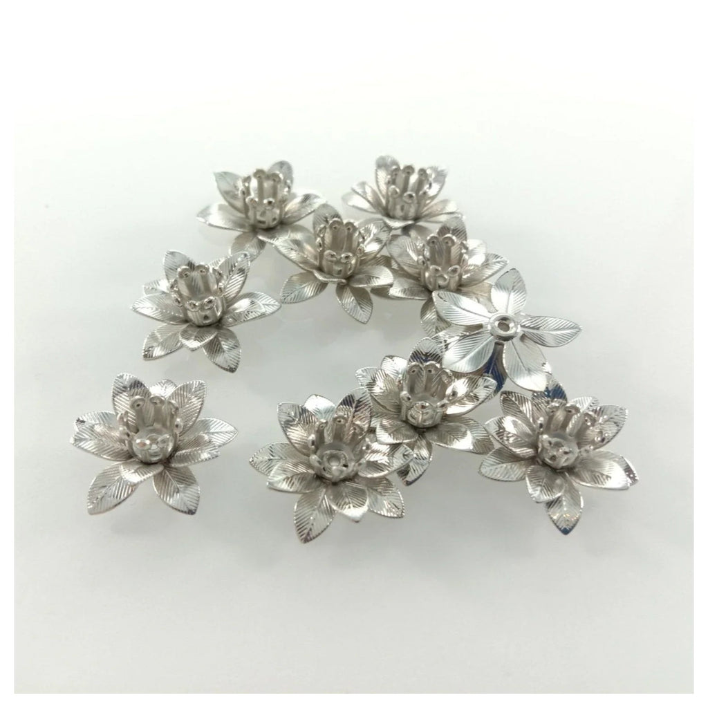 10pcs 6x15mm Copper Filigree Flowers Base Connector Bead Cap Charms