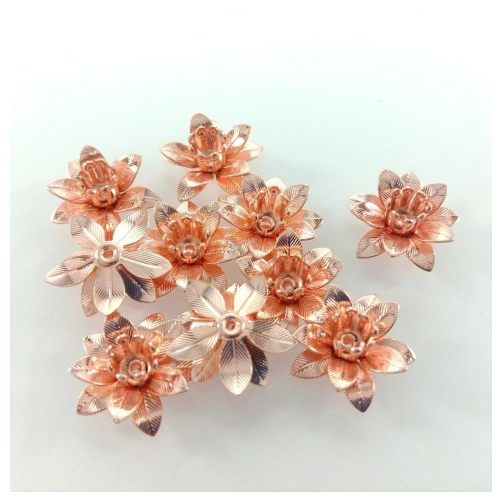 10pcs 6x15mm Copper Filigree Flowers Base Connector Bead Cap Charms