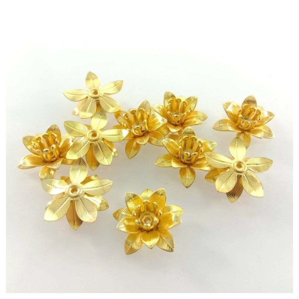 10pcs 6x15mm Copper Filigree Flowers Base Connector Bead Cap Charms