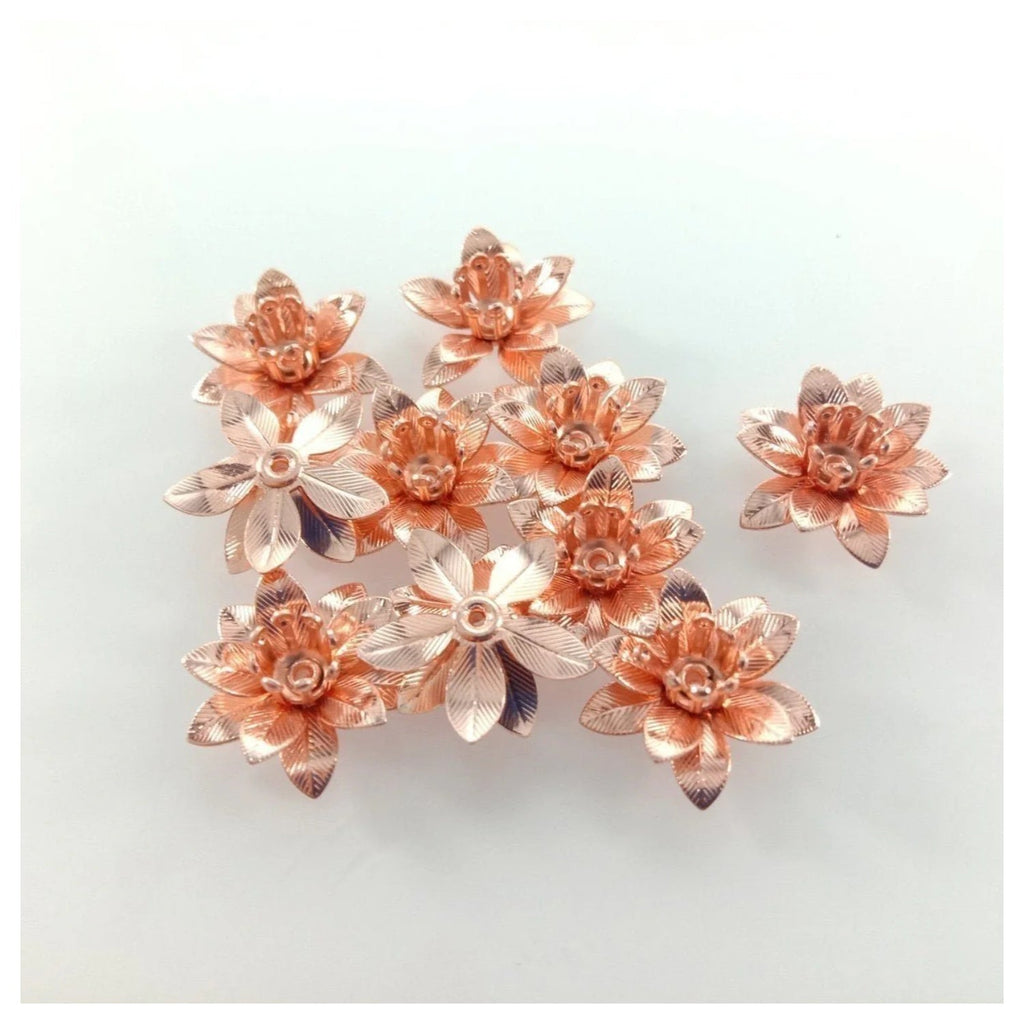 10pcs 6x15mm Copper Filigree Flowers Base Connector Bead Cap Charms