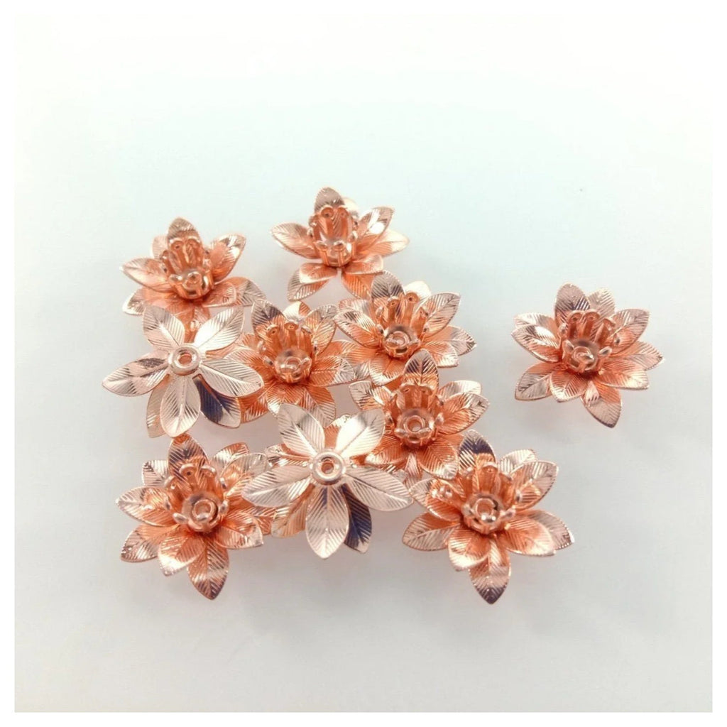 10pcs 6x15mm Copper Filigree Flowers Base Connector Bead Cap Charms