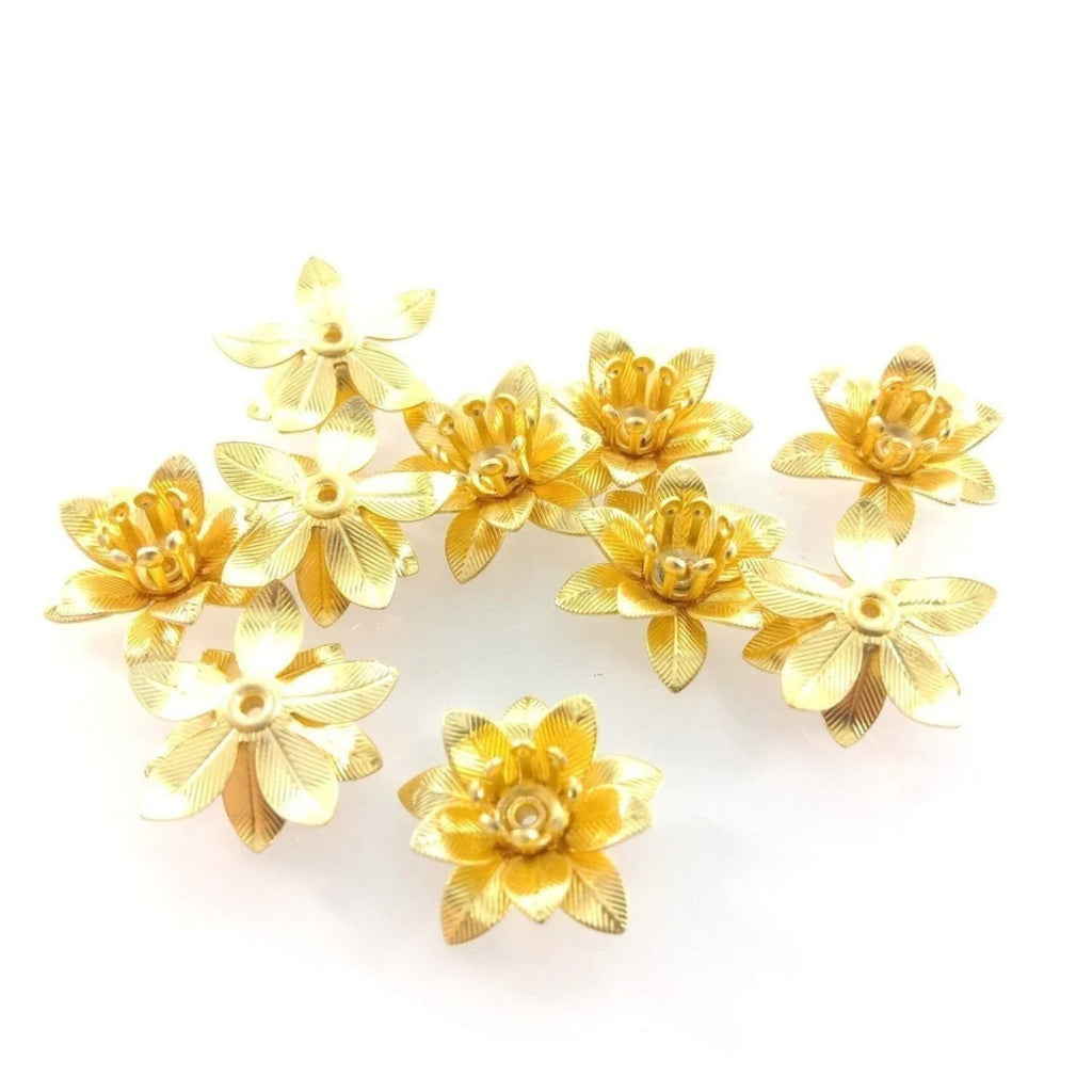 10pcs 6x15mm Copper Filigree Flowers Base Connector Bead Cap Charms