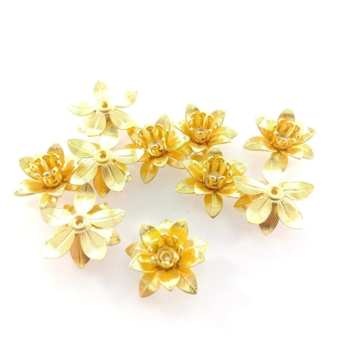 10pcs 6x15mm Copper Filigree Flowers Base Connector Bead Cap Charms