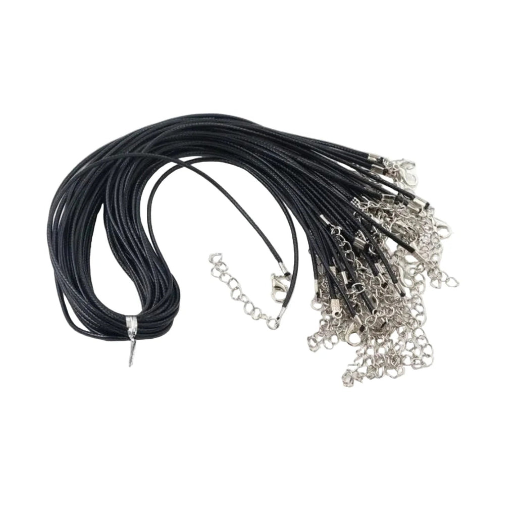 Adjustable Braided Rope Necklaces with Pendant Charms 10pcs – Black