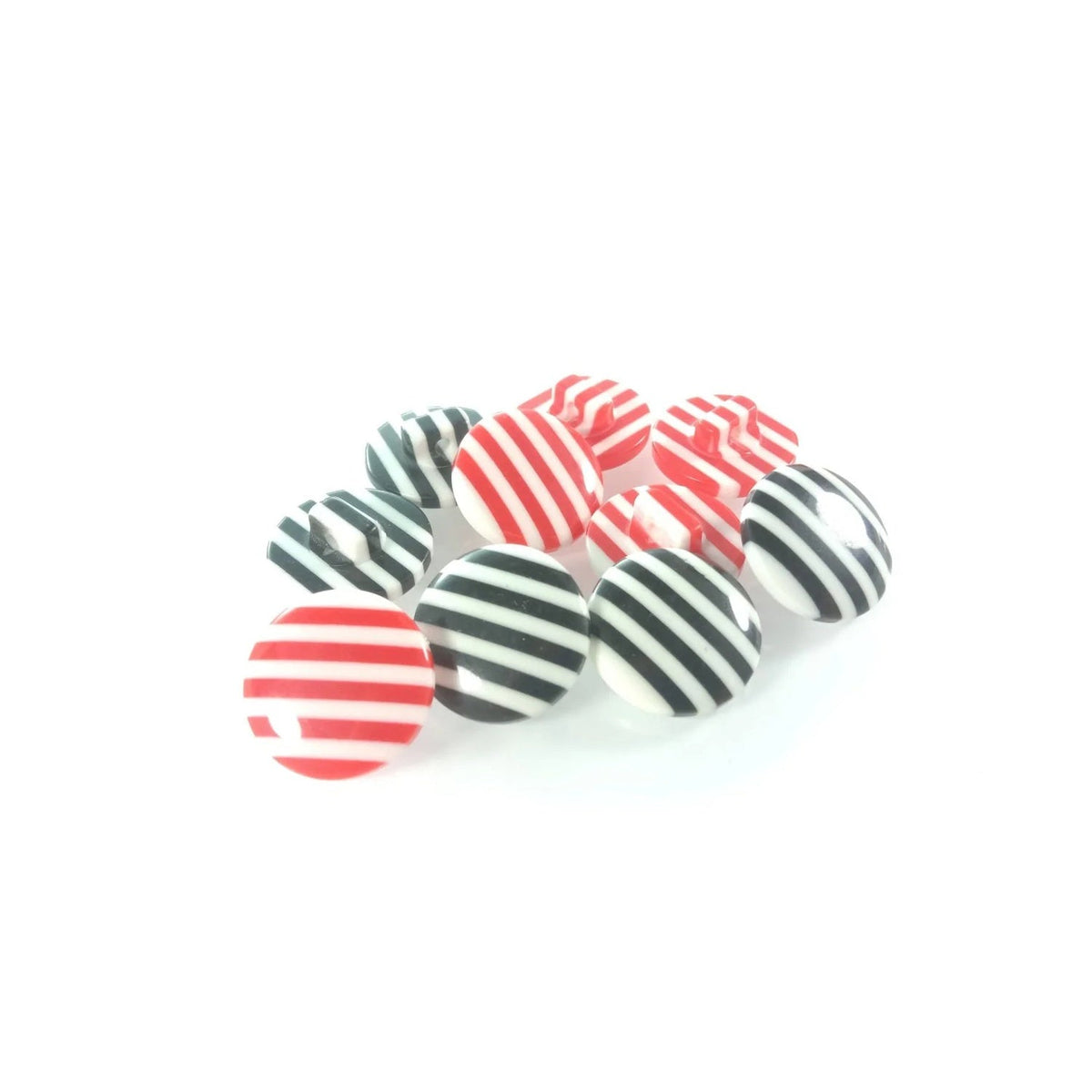 10 Pack Black & White Stripe Buttons with Loop Shank