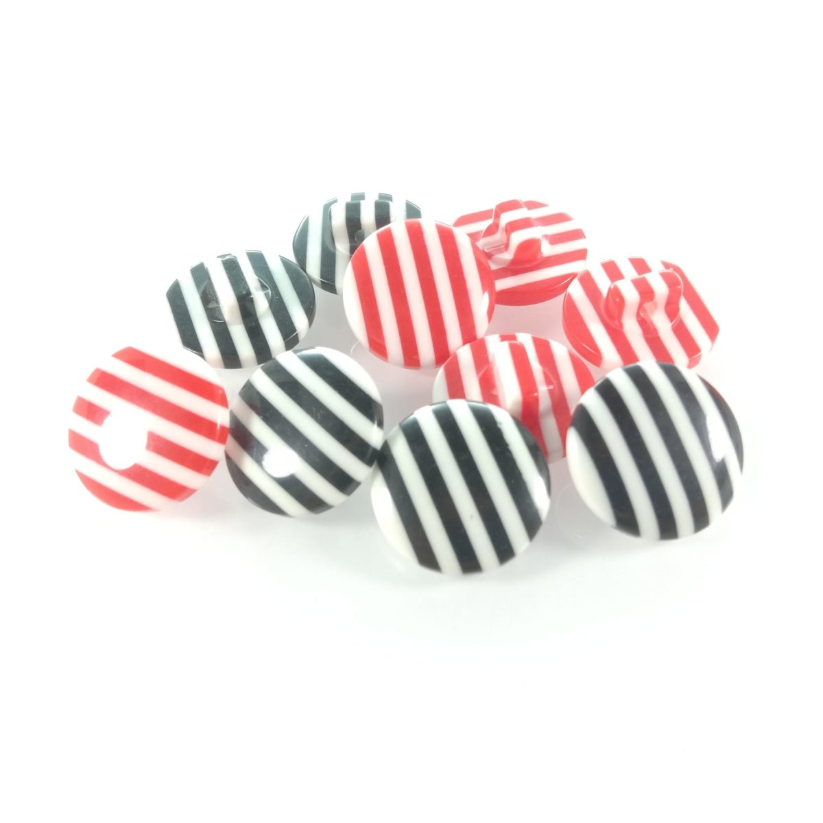 10 Pack Black & White Stripe Buttons with Loop Shank
