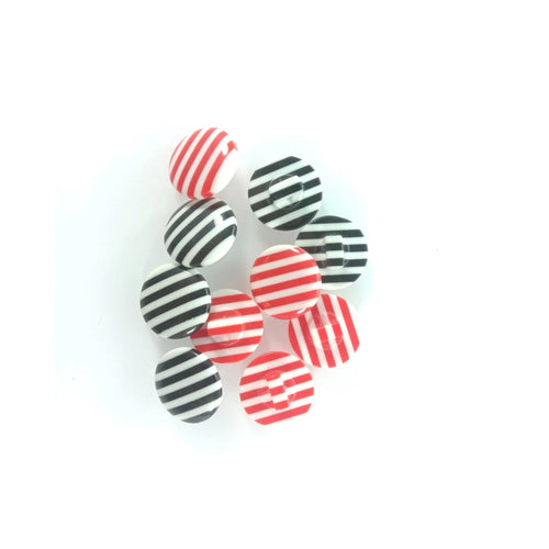 10 Pack Black & White Stripe Buttons with Loop Shank